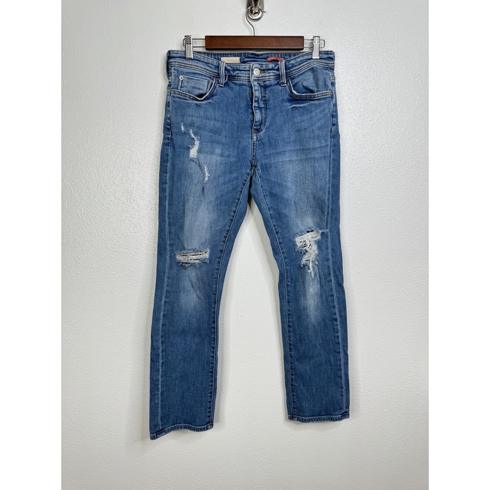 Pilcro Distressed Straight Leg Jeans Blue Medium‎ Wash Womens 27